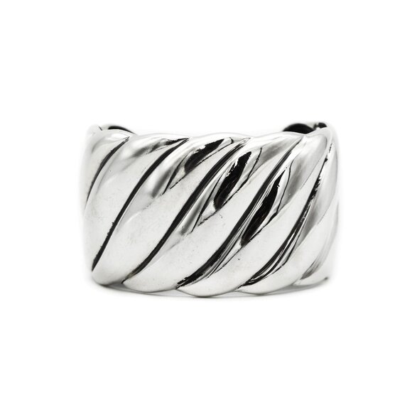 David Yurman 925 Wide Sculpted Cable Cuff Bracelet - Picture 1 of 8